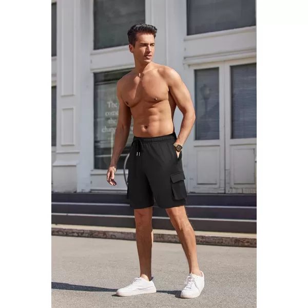 COOFANDY Men's Cargo Shorts Elastic Waist Drawstring Summer Casual Shorts Jogger Sweat Shorts with Multi Pockets