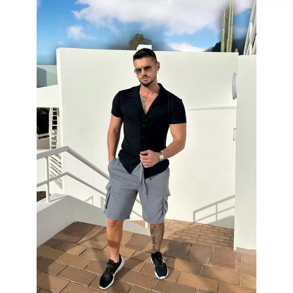 COOFANDY Men's Cargo Shorts Elastic Waist Drawstring Summer Casual Shorts Jogger Sweat Shorts with Multi Pockets