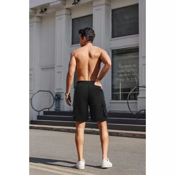 COOFANDY Men's Cargo Shorts Elastic Waist Drawstring Summer Casual Shorts Jogger Sweat Shorts with Multi Pockets