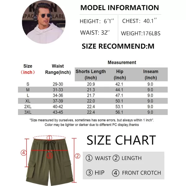 COOFANDY Men's Cargo Shorts Elastic Waist Drawstring Summer Casual Shorts Jogger Sweat Shorts with Multi Pockets
