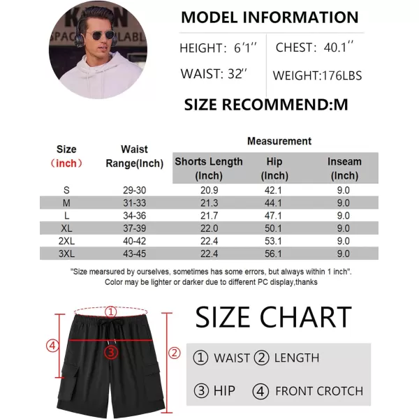COOFANDY Men's Cargo Shorts Elastic Waist Drawstring Summer Casual Shorts Jogger Sweat Shorts with Multi Pockets