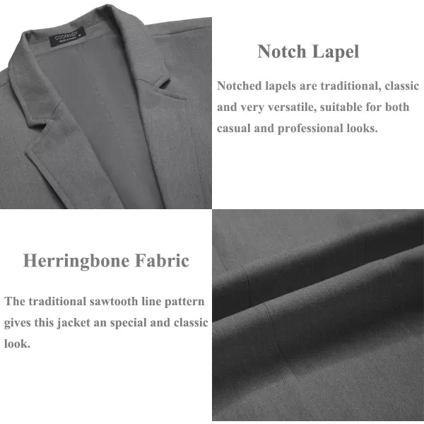 COOFANDY Men's Casual Blazer Jacket Regular Fit Lightweight Two Button Herringbone Sport Coat