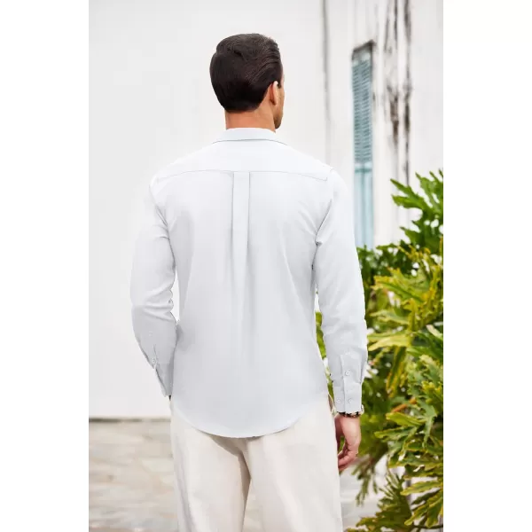 COOFANDY Men's Casual Button Down Shirt Long Sleeve Linen Chambray Shirt