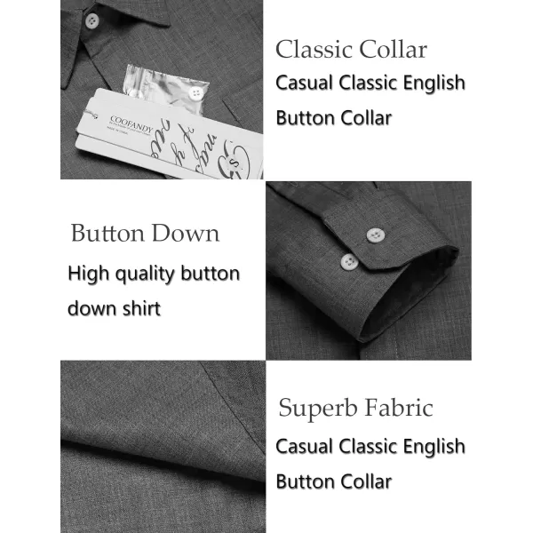 COOFANDY Men's Casual Button Down Shirt Long Sleeve Linen Chambray Shirt