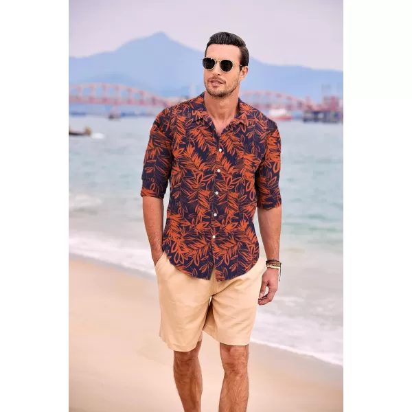 COOFANDY Men's Casual Button Down Shirt Long Sleeve Linen Chambray Shirt