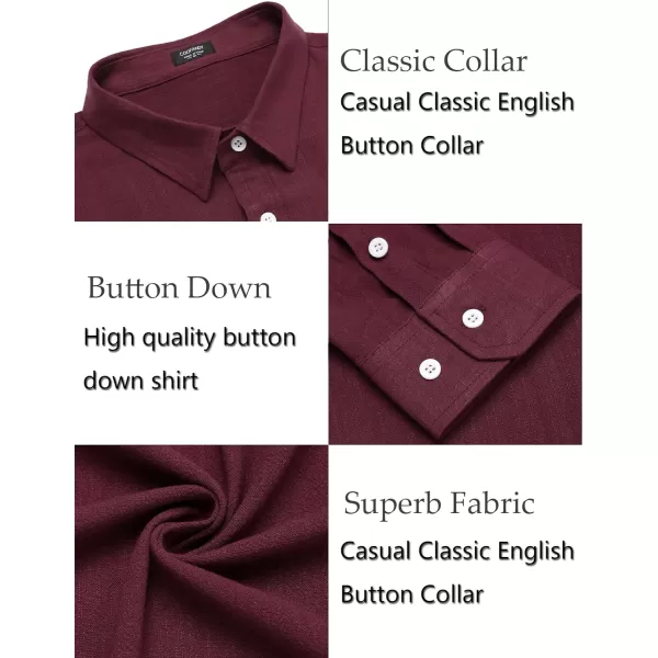COOFANDY Men's Casual Button Down Shirt Long Sleeve Linen Chambray Shirt