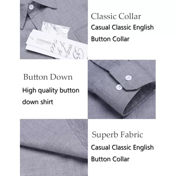 COOFANDY Men's Casual Button Down Shirt Long Sleeve Linen Chambray Shirt