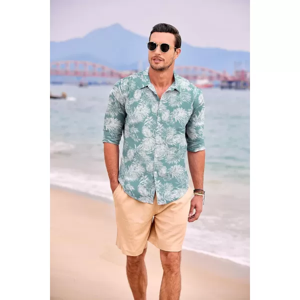 COOFANDY Men's Casual Button Down Shirt Long Sleeve Linen Chambray Shirt