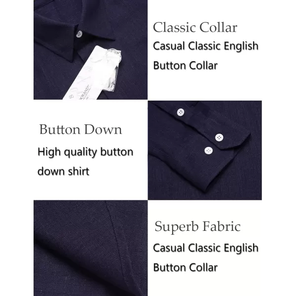 COOFANDY Men's Casual Button Down Shirt Long Sleeve Linen Chambray Shirt