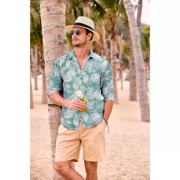 COOFANDY Men's Casual Button Down Shirt Long Sleeve Linen Chambray Shirt