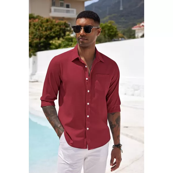 COOFANDY Men's Casual Button Down Shirt Long Sleeve Linen Chambray Shirt