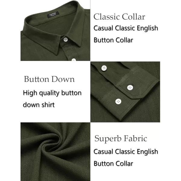 COOFANDY Men's Casual Button Down Shirt Long Sleeve Linen Chambray Shirt