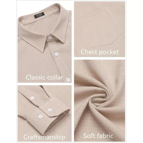 COOFANDY Men's Casual Button Down Shirt Long Sleeve Linen Chambray Shirt