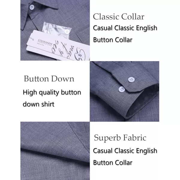 COOFANDY Men's Casual Button Down Shirt Long Sleeve Linen Chambray Shirt