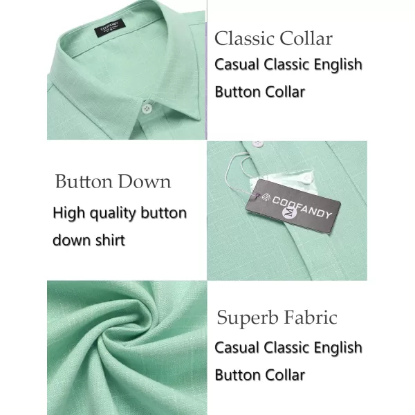 COOFANDY Men's Casual Button Down Shirt Long Sleeve Linen Chambray Shirt