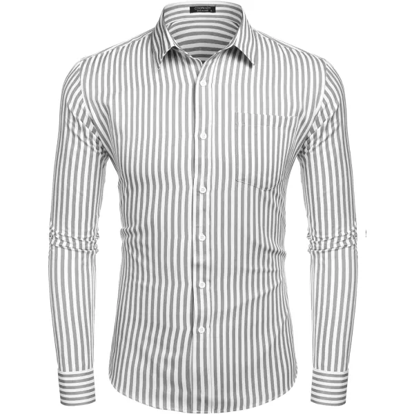 COOFANDY Men's Casual Button Down Shirt Long Sleeve Linen Chambray Shirt