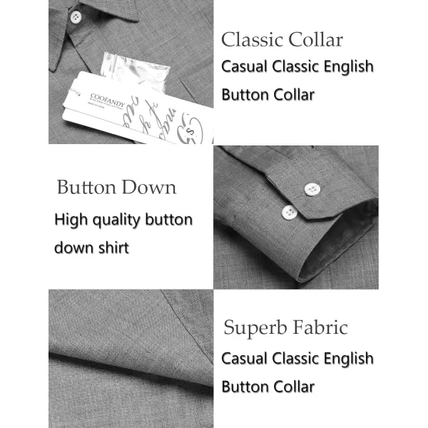 COOFANDY Men's Casual Button Down Shirt Long Sleeve Linen Chambray Shirt