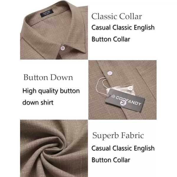 COOFANDY Men's Casual Button Down Shirt Long Sleeve Linen Chambray Shirt
