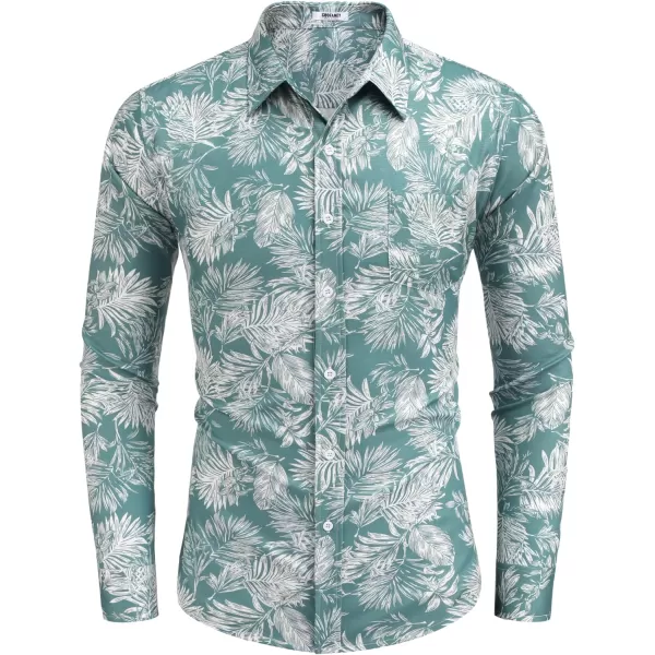 COOFANDY Men's Casual Button Down Shirt Long Sleeve Linen Chambray Shirt