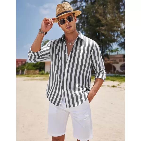 COOFANDY Men's Casual Button Down Shirt Long Sleeve Linen Chambray Shirt