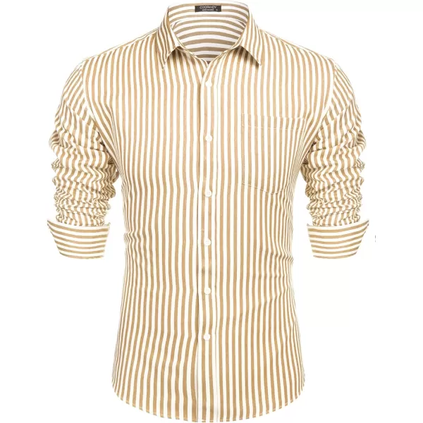 COOFANDY Men's Casual Button Down Shirt Long Sleeve Linen Chambray Shirt