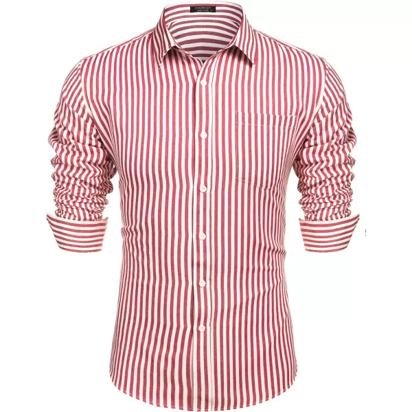 COOFANDY Men's Casual Button Down Shirt Long Sleeve Linen Chambray Shirt