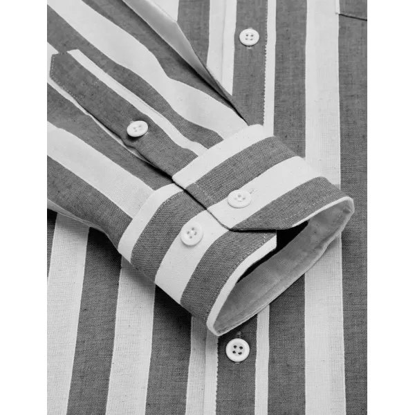 COOFANDY Men's Casual Button Down Shirt Long Sleeve Linen Chambray Shirt