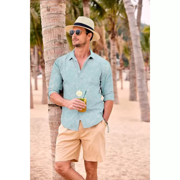 COOFANDY Men's Casual Button Down Shirt Long Sleeve Linen Chambray Shirt