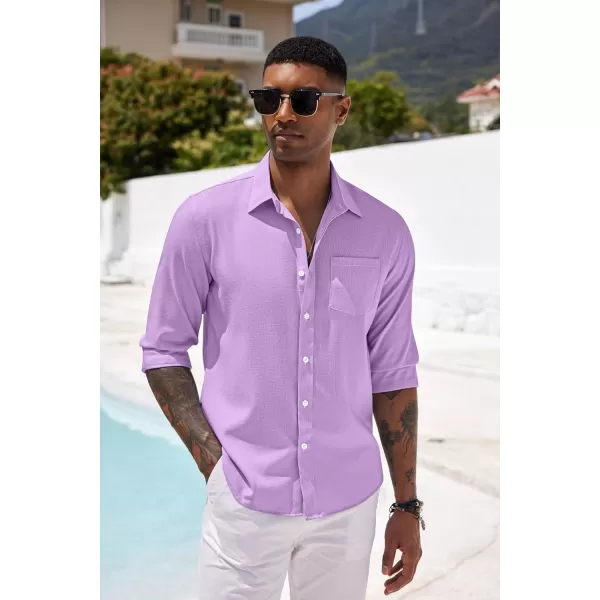 COOFANDY Men's Casual Button Down Shirt Long Sleeve Linen Chambray Shirt