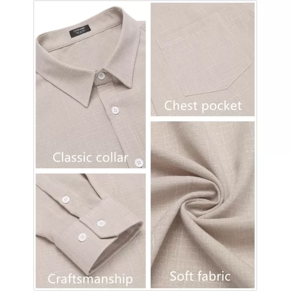 COOFANDY Men's Casual Button Down Shirt Long Sleeve Linen Chambray Shirt