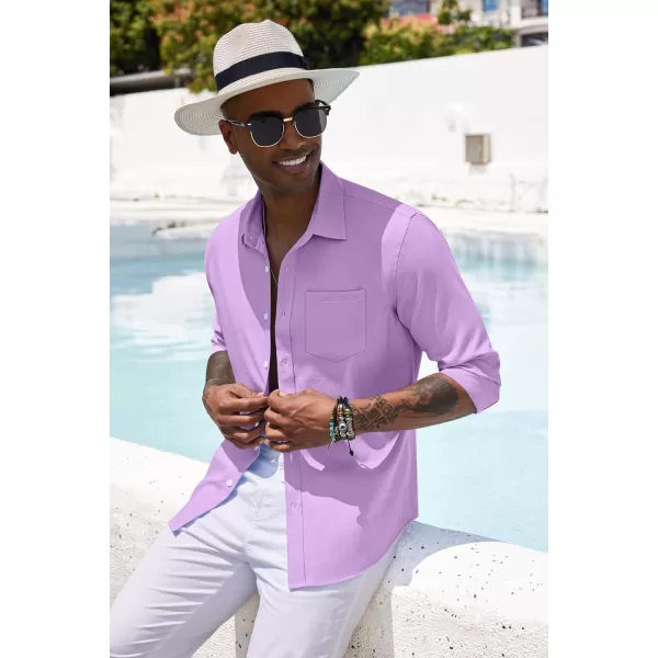 COOFANDY Men's Casual Button Down Shirt Long Sleeve Linen Chambray Shirt