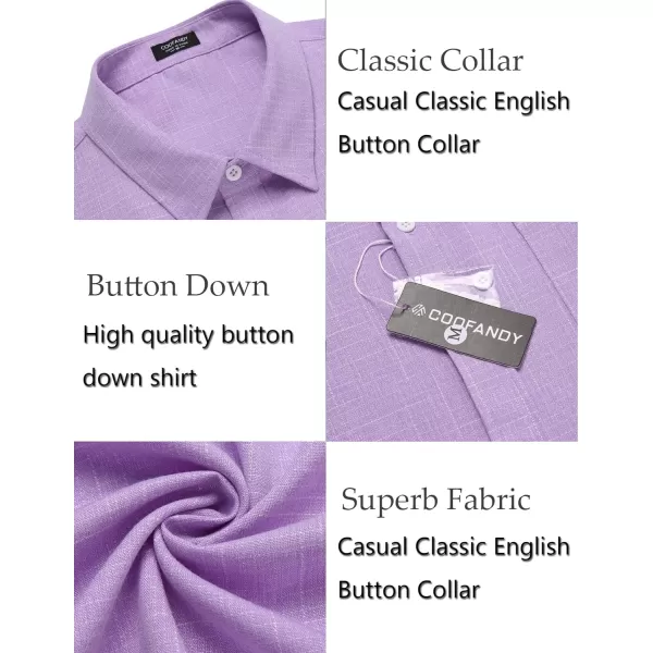 COOFANDY Men's Casual Button Down Shirt Long Sleeve Linen Chambray Shirt