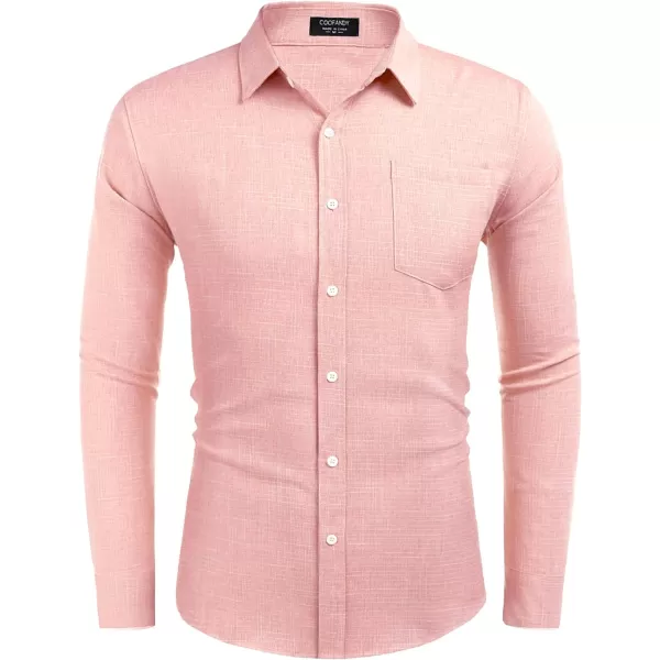 COOFANDY Men's Casual Button Down Shirt Long Sleeve Linen Chambray Shirt