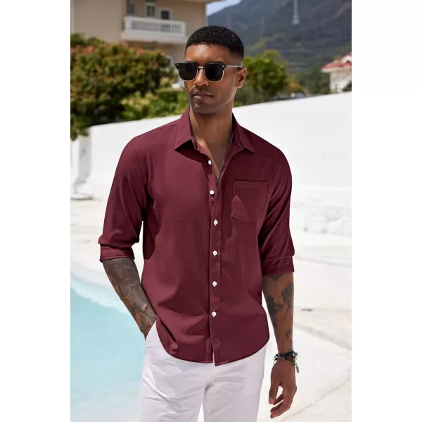 COOFANDY Men's Casual Button Down Shirt Long Sleeve Linen Chambray Shirt