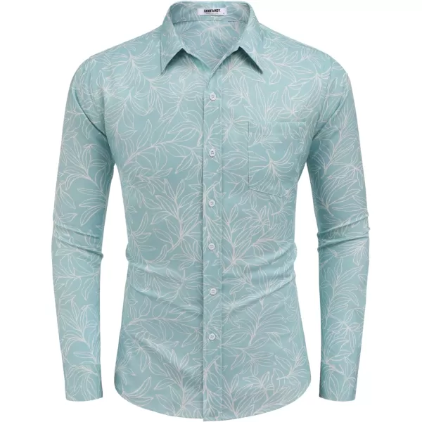 COOFANDY Men's Casual Button Down Shirt Long Sleeve Linen Chambray Shirt