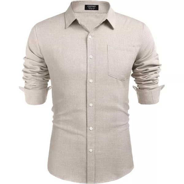 COOFANDY Men's Casual Button Down Shirt Long Sleeve Linen Chambray Shirt