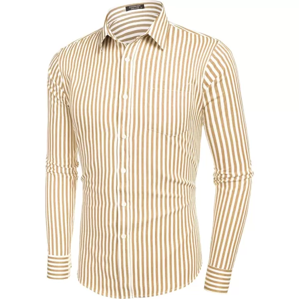COOFANDY Men's Casual Button Down Shirt Long Sleeve Linen Chambray Shirt