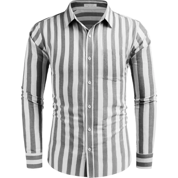 COOFANDY Men's Casual Button Down Shirt Long Sleeve Linen Chambray Shirt