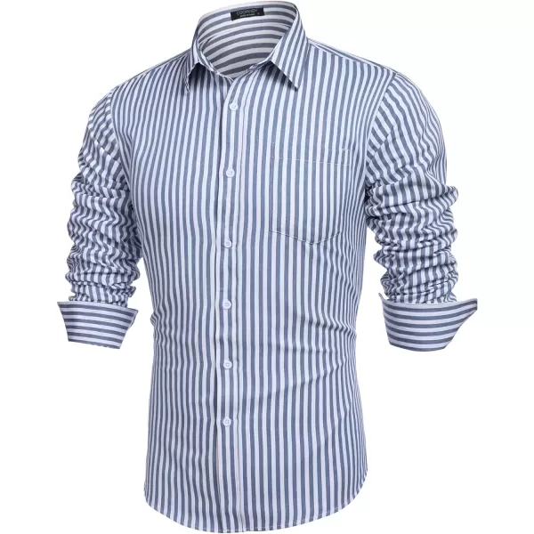 COOFANDY Men's Casual Button Down Shirt Long Sleeve Linen Chambray Shirt