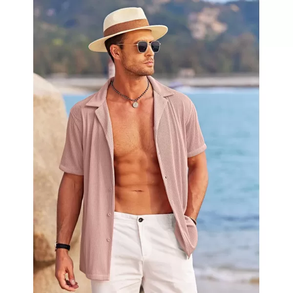 COOFANDY Men's Casual Button Down Shirts Short Sleeve Regular Fit Fashion Camp Beach Shirts Tops