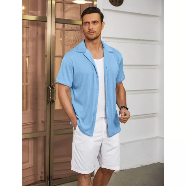 COOFANDY Men's Casual Button Down Shirts Short Sleeve Regular Fit Fashion Camp Beach Shirts Tops