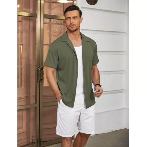 COOFANDY Men's Casual Button Down Shirts Short Sleeve Regular Fit Fashion Camp Beach Shirts Tops
