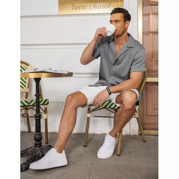 COOFANDY Men's Casual Button Down Shirts Short Sleeve Regular Fit Fashion Camp Beach Shirts Tops