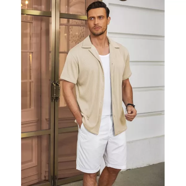 COOFANDY Men's Casual Button Down Shirts Short Sleeve Regular Fit Fashion Camp Beach Shirts Tops