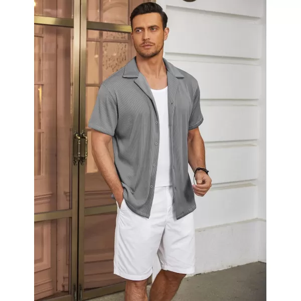 COOFANDY Men's Casual Button Down Shirts Short Sleeve Regular Fit Fashion Camp Beach Shirts Tops