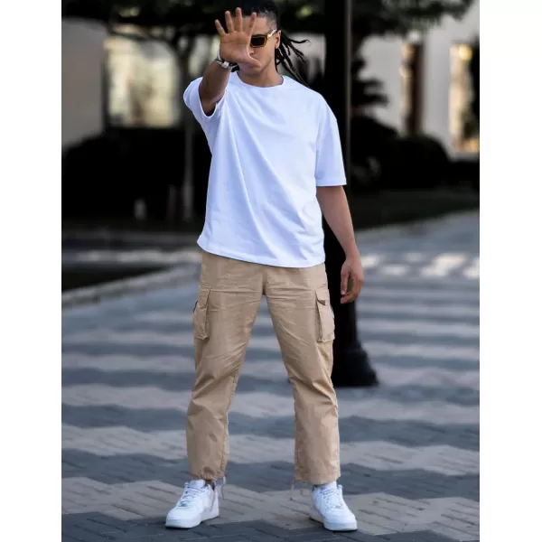 COOFANDY Men's Casual Cargo Pants Cotton Drawstring Athletic Jogger Sweatpants
