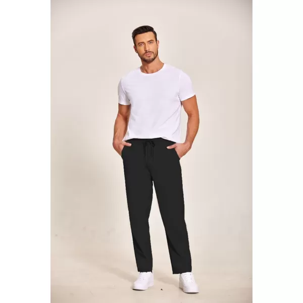 COOFANDY Men's Casual Drawstring Pants Regular Fit Elastic Waist Cotton Basic Straight Leg Cargo Pants