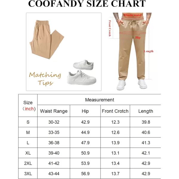 COOFANDY Men's Casual Drawstring Pants Regular Fit Elastic Waist Cotton Basic Straight Leg Cargo Pants