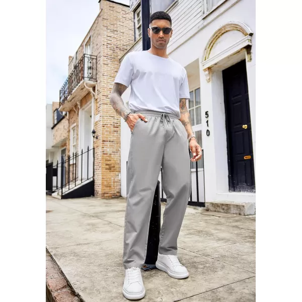 COOFANDY Men's Casual Drawstring Pants Regular Fit Elastic Waist Cotton Basic Straight Leg Cargo Pants
