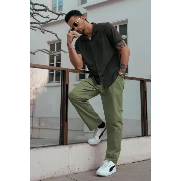 COOFANDY Men's Casual Drawstring Pants Regular Fit Elastic Waist Cotton Basic Straight Leg Cargo Pants